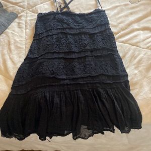 Free People frayed black lace mini dress, size medium
